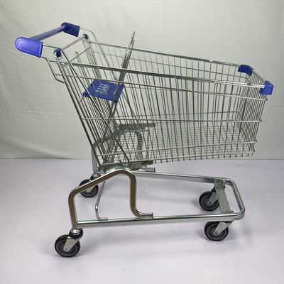 ซื้อ สไตล์เยอรมัน 150L ร้านขายของชำความจุขนาดใหญ่ One-Stop Shopping Supermarket Steel Trolley ล้อ PU พร้อมชิ้นส่วนพลาสติกสีน้ำเงิน online manufacture