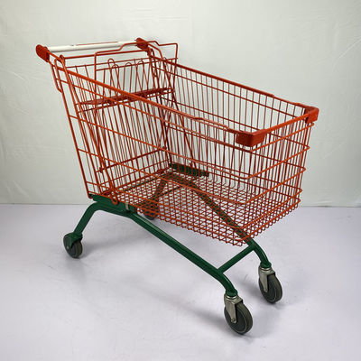 ซื้อ 210L Custom Metal Supermarket Shopping Trolley European Type สีแดงและสีเขียว online manufacture