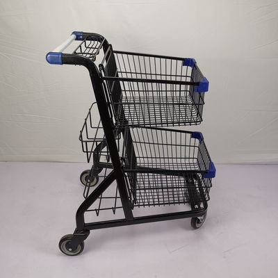 ซื้อ อิเล็กโทรโฟรีซิส 80L รถเข็นช็อปปิ้งโลหะน้ำหนักเบาพร้อมตะกร้า 3 ใบ ล้อ PU ขนาด 4 นิ้ว online manufacture