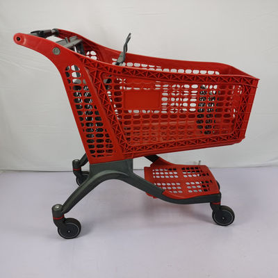 ซื้อ รถเข็นตะกร้าพลาสติกซุปเปอร์มาร์เก็ตน้ำหนักเบาพร้อมฉากกั้นพลาสติก OEM ODM online manufacture