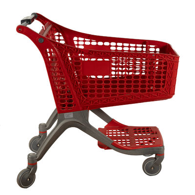 ซื้อ Red All Plastic Shopping Trolley รถเข็นซุปเปอร์มาร์เก็ต Grocery Store น้ำหนักเบา 220L online manufacture