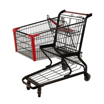 ซื้อ รถเข็นช็อปปิ้งโลหะสีดำน้ำหนักเบา 125 ลิตร รถเข็นขายของชำ EN BS 1929 online manufacture