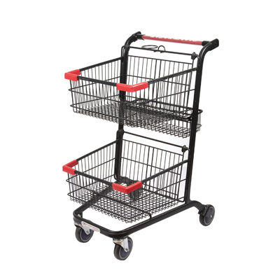 ซื้อ ตะกร้าสองชั้นรถเข็นซุปเปอร์มาร์เก็ตรถเข็นร้านขายของชำรถเข็นช้อปปิ้งน้ำหนักเบา online manufacture