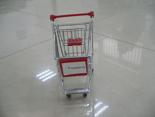 ประเทศจีน Mini shopping cart trolley with company sticker with plastic advertising board โรงงาน